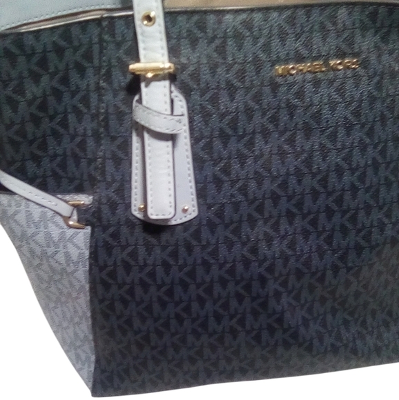 Michael Kors Color Block Blue Signature Logo Tote Handbag - Picture 4 of 7